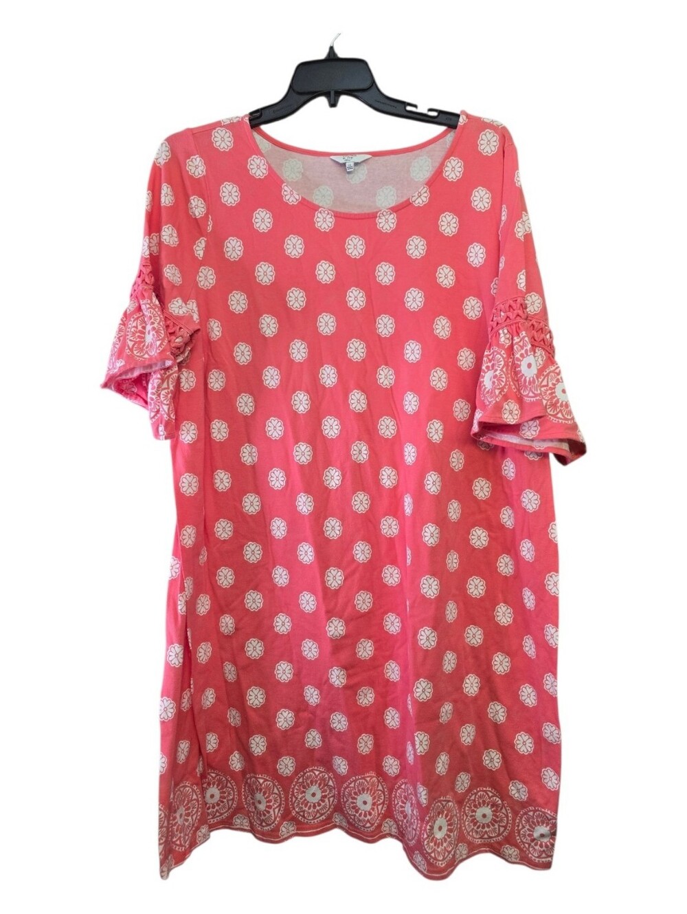 crown & ivy Coral Pink Printed Dress, Size 2X - Picture 1 of 4